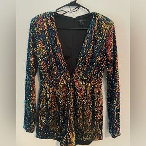 Sequin long sleeve romper - Forever 21 - M